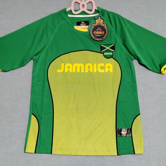 Orro Jamaica Football Club Youth 10-12 Unisex Dri-Fit Jersey Shirt Green Yellow - Picture 5 of 15